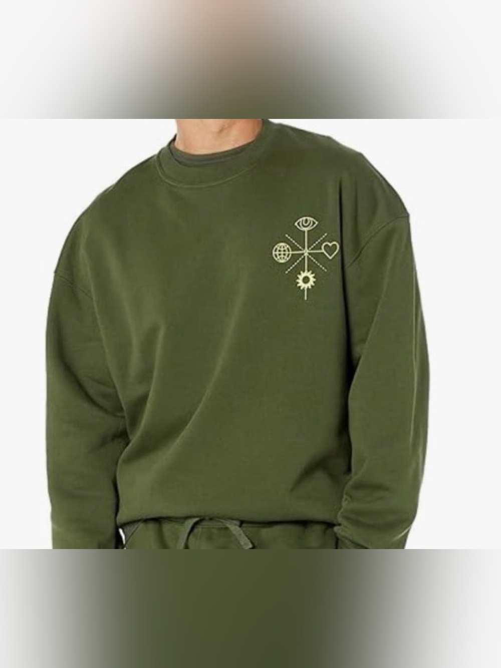 Amazon Essentials Men’s Green Crew Neck Sweatshirt Oversized Fit Size Small NWT